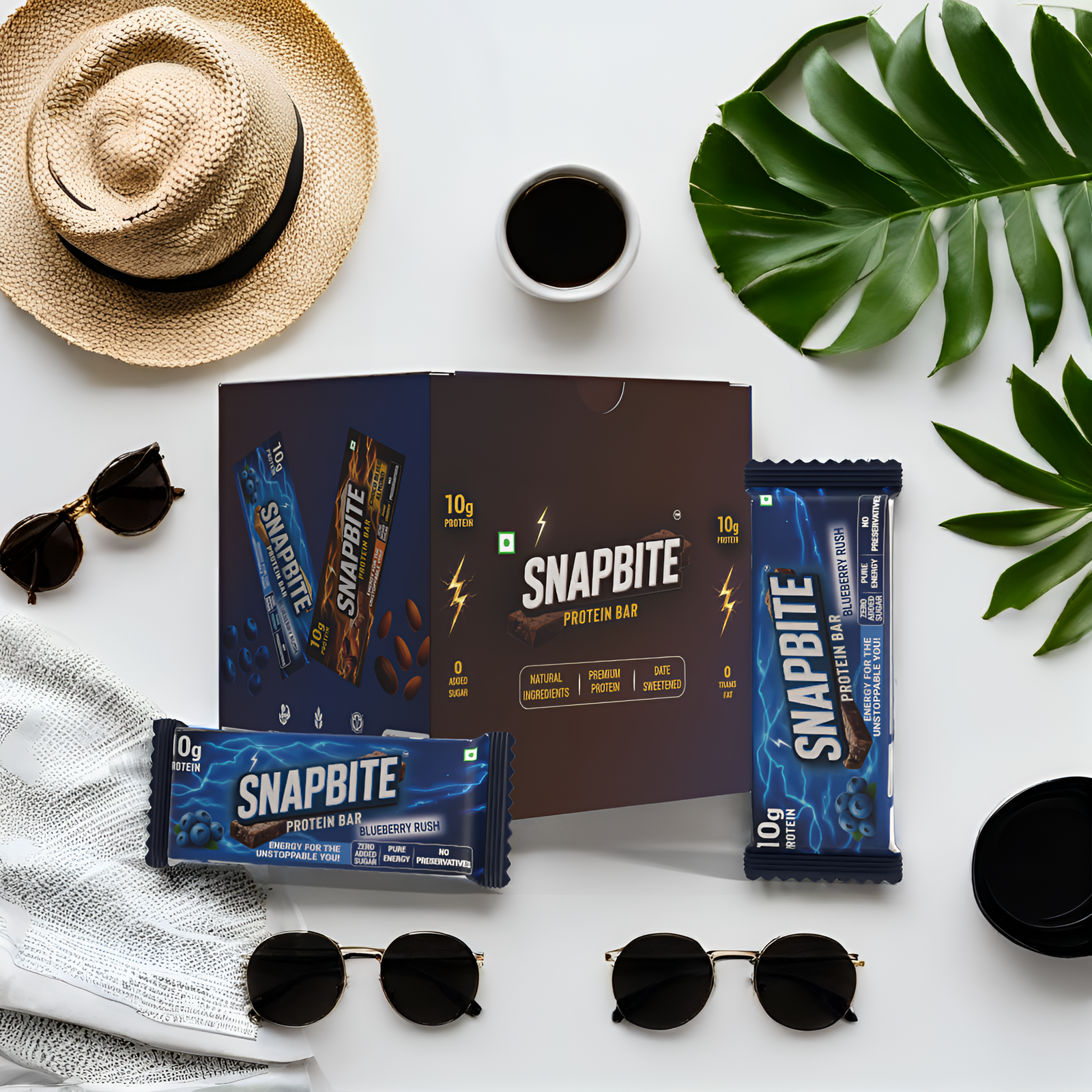 Snapbite Blueberry Rush Protein Bar with real dried blueberries and oats