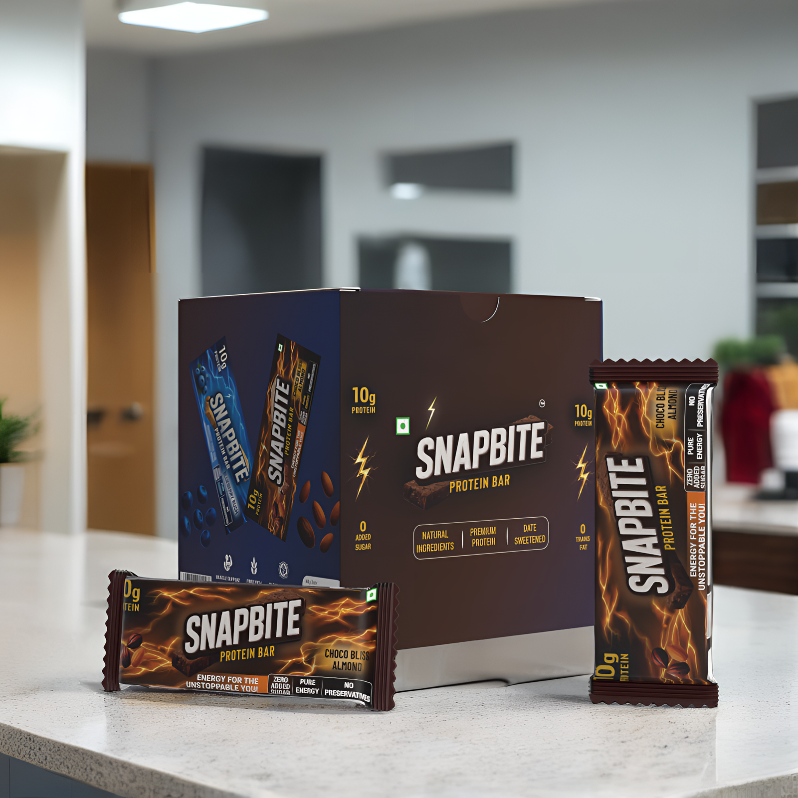 Choco Almond Protein Bar with almonds, oats, and chia seeds