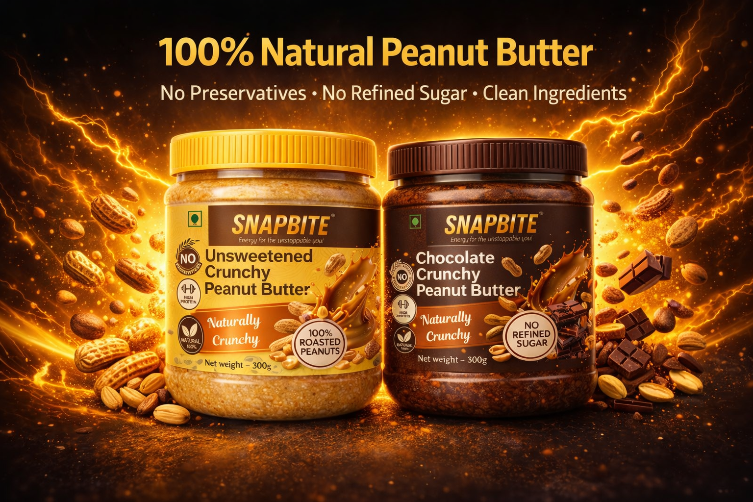 Snapbite Peanut Butter 100% natural clean nutrition