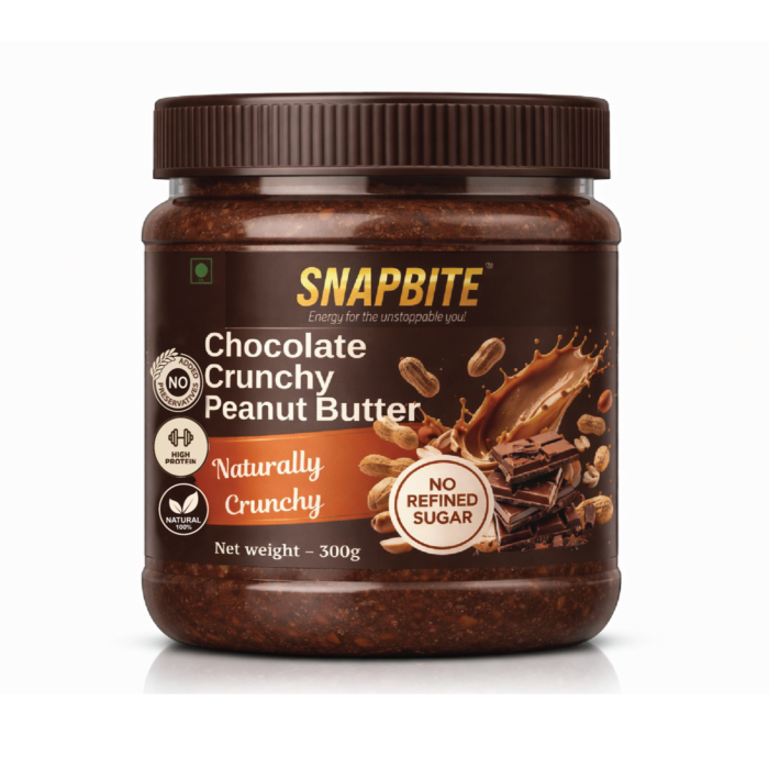 Chocolate Crunchy Peanut Butter jaggery sweetened by SnapBite with no refined sugar and no preservatives